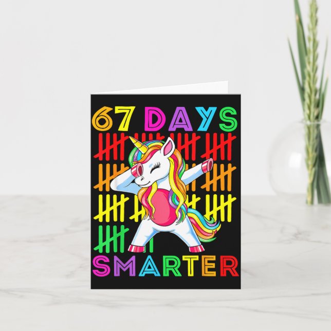 Tarjeta 67 Days Smarter Kids Girls Unicorn 67th Day Of Sch (Anverso)
