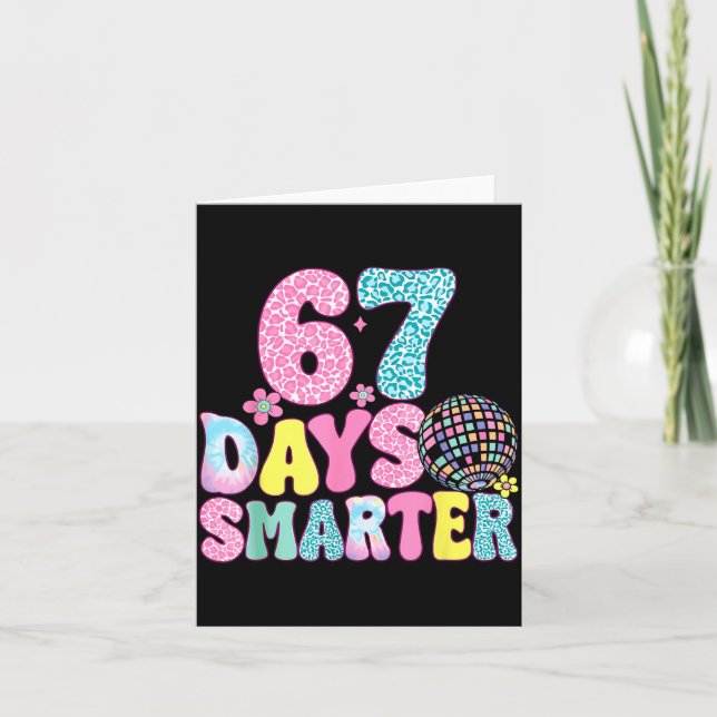 Tarjeta 67 Days Smarter Rainbow Back To School Teacher Kid (Anverso)