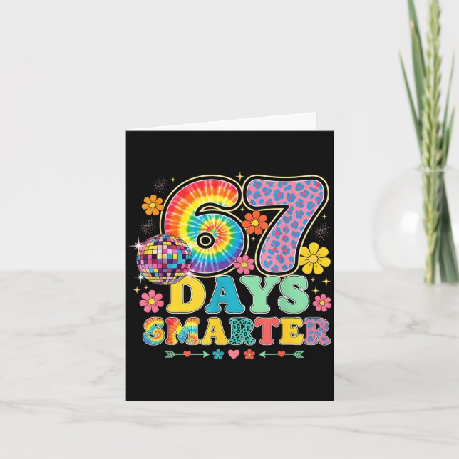 Tarjeta 67 Days Smarter Tie Dye Girls Student Teacher 67 M (Anverso)