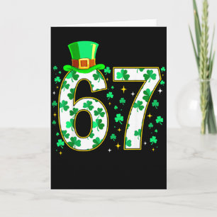 Tarjeta 67 Día de San Patricio Seis Siete Trébol Divertido