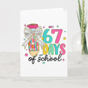 Tarjeta 67 Días De Colegio Diseño De Lápiz Divertido Para 