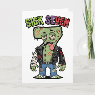 Tarjeta 67 Divertido Zombie Seis Siete Humor Meme Brainrot
