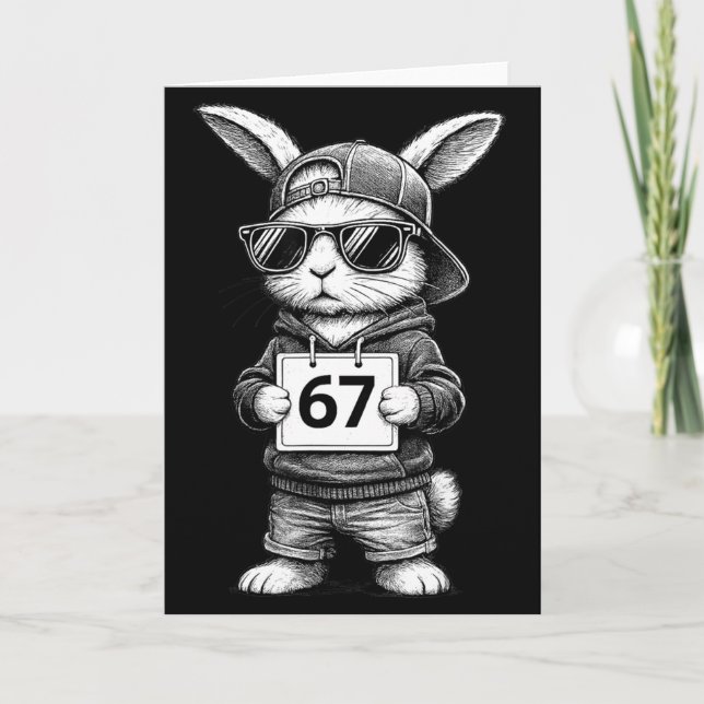 Tarjeta 67 divertidos conejos conejos Six Seven Gen Meme S (Anverso)