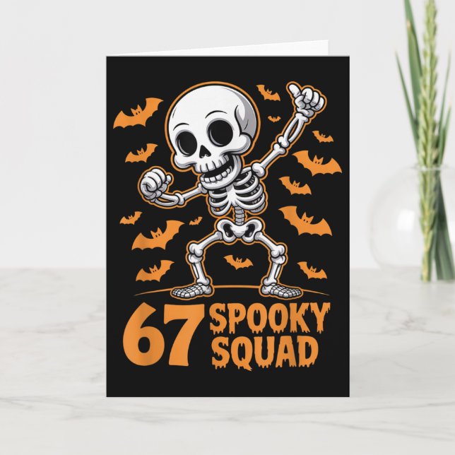 Tarjeta 67 Equipo Espeluznante Halloween Esqueleto 6 7 Mem (Anverso)