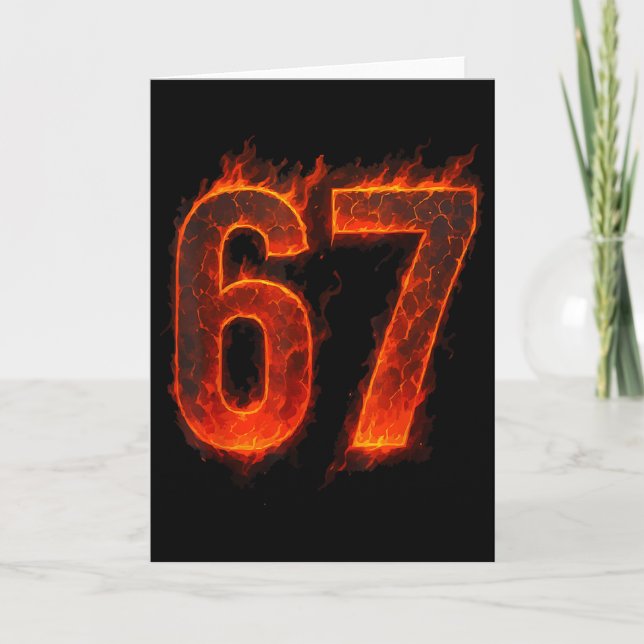 Tarjeta 67 Flame Número Seis Siete Meme 67 Kid _1  (Anverso)