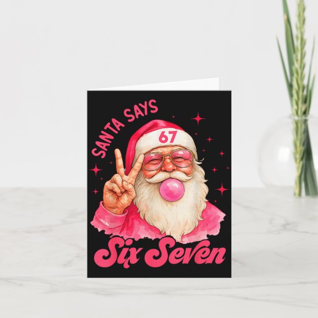 Tarjeta 67 Funny Meme Merry Xmas Santa Says Six Seven Chri (Anverso)