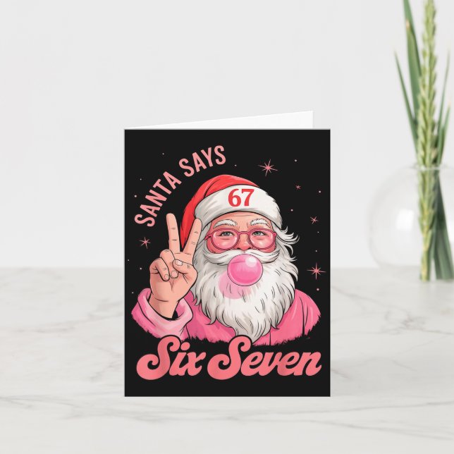 Tarjeta 67 Funny Meme Merry Xmas Santa Says Six Seven Chri (Anverso)