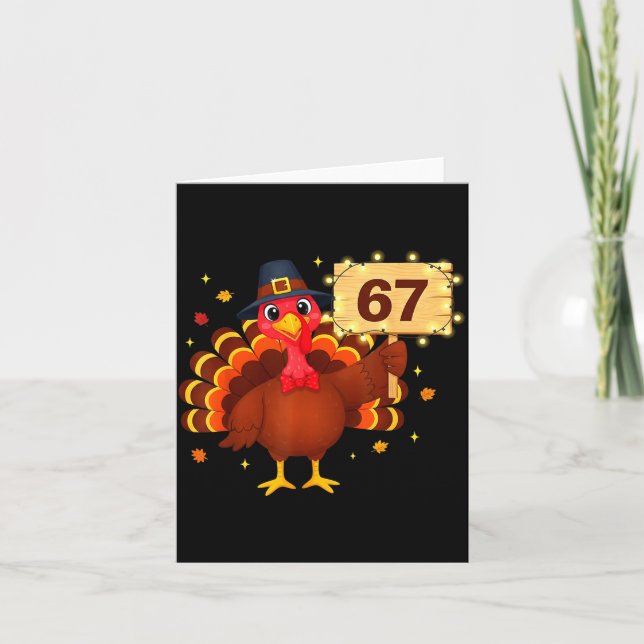 Tarjeta 67 Funny Thanksgiving Turkey Meme Six Seven 6 7 Gi (Anverso)