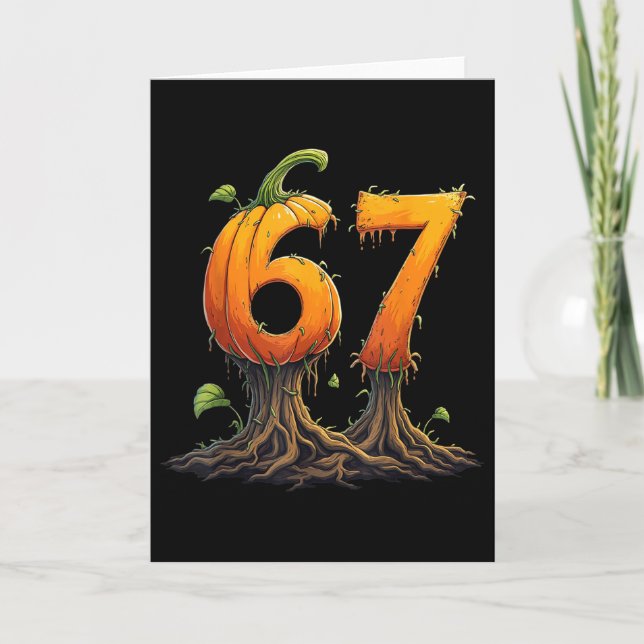 Tarjeta 67 Halloween Brainrot Meme 6 7 Numbers Six Seven P (Anverso)
