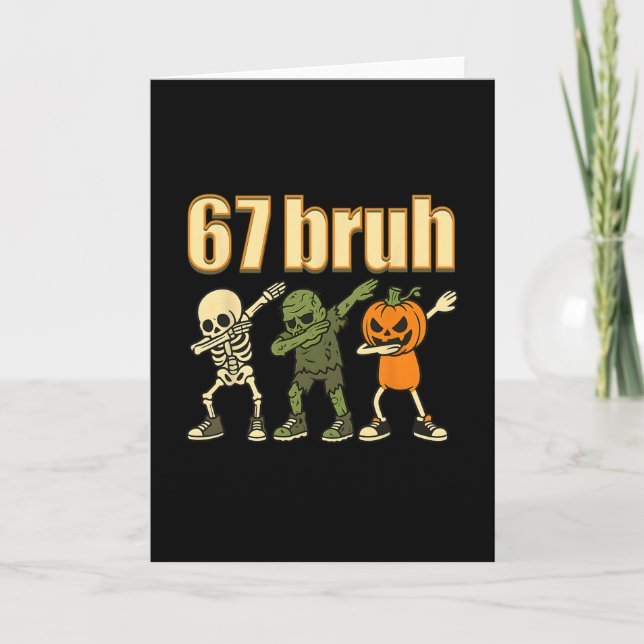 Tarjeta 67 Halloween Bruh Funny Brainrot Meme Six Seven Bo (Anverso)