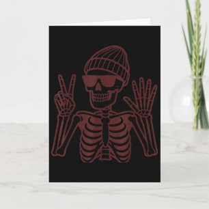 Tarjeta 67 Halloween Esqueleto Signo de Paz Divertido Meme