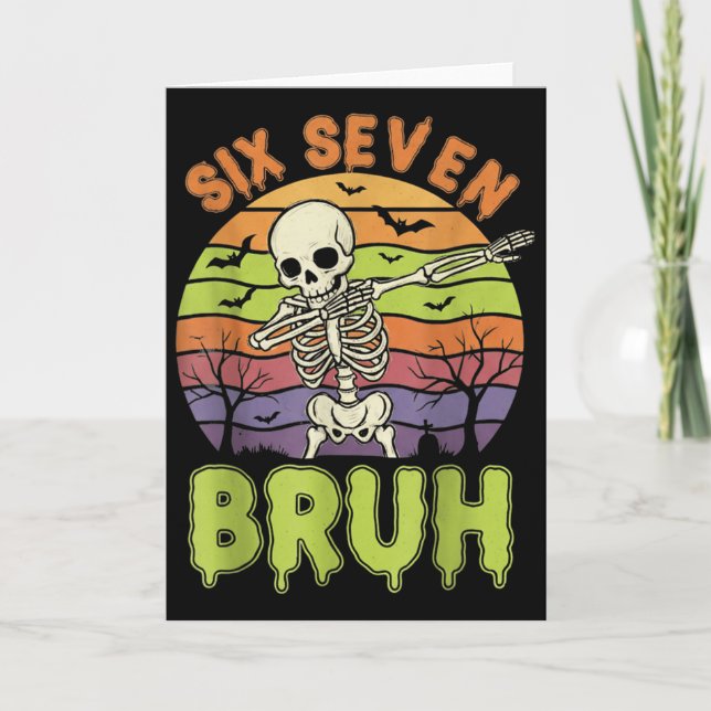 Tarjeta 67 Halloween Meme 6 7 Skeleton Six Seven Numbers F (Anverso)