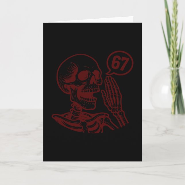 Tarjeta 67 Halloween Skeleton Six Seven Meme Brainrot Funn (Anverso)
