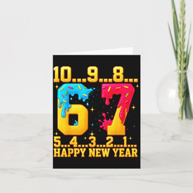 Tarjeta 67 Happy New Year Six Seven Funny Countdown 2026  (Anverso)