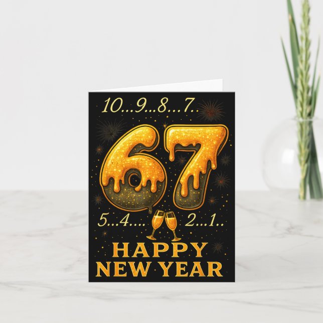 Tarjeta 67 Happy New Year Six Seven Funny Countdown 2026 B (Anverso)