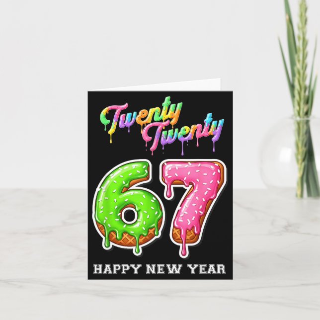 Tarjeta 67 Happy New Year's Eve Six Seven Funny 2026 Brain (Anverso)