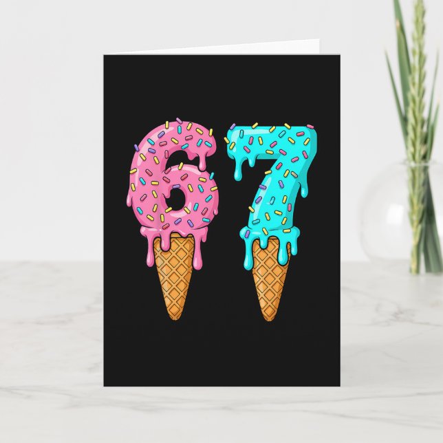 Tarjeta 67 Helado Drip Meme Six Seven Lenguaje Gen Alpha  (Anverso)