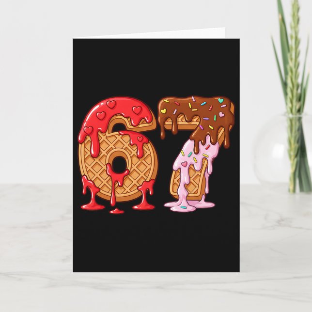 Tarjeta 67 Helado Goteo Meme Divertido Seis Siete Día de S (Anverso)