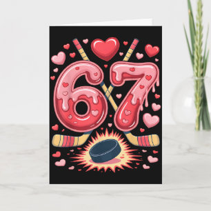 Tarjeta 67 Hockey Corazón Diseño de San Valentín Cute Hock