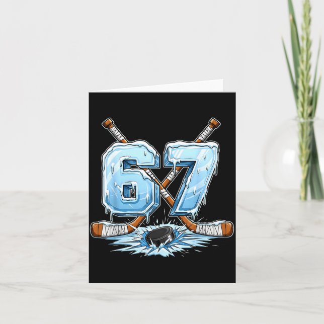 Tarjeta 67 Hockey Drip Number Funny Meme Style Boys Graphi (Anverso)