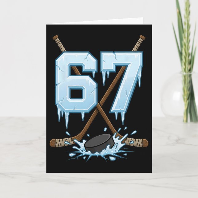 Tarjeta 67 Hockey Drip Número Funny Meme Gen Alpha jerga S (Anverso)