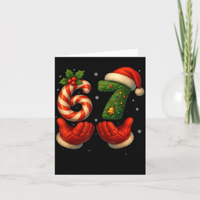 Tarjeta 67 Hockey Hands Funny Christmas Meme Santa  (Anverso)
