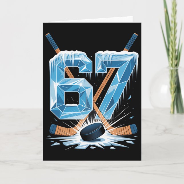 Tarjeta 67 Hockey Meme Six Seven 6 7 Hockey Meme 67  (Anverso)