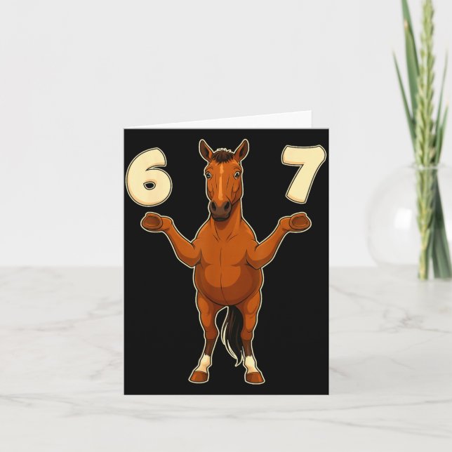 Tarjeta 67 Horse Funny Gen Alpha Slang Kids Teens Number T (Anverso)