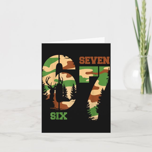 Tarjeta 67 Hunting Camo Six Seven 6 7 Meme Camouflage 67 M (Anverso)