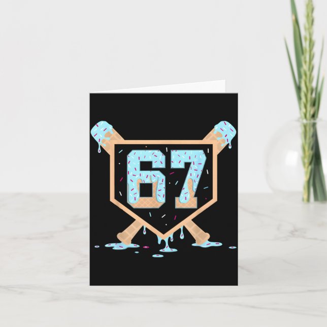 Tarjeta 67 Ice Cream Drip Baseball Meme Funny Six Seven Ge (Anverso)