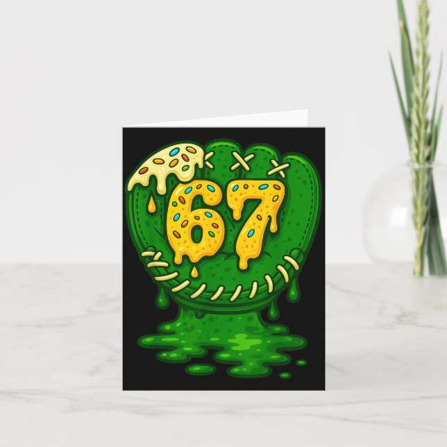 Tarjeta 67 Ice Cream Drip Funny Six Seven Baseball  (Anverso)