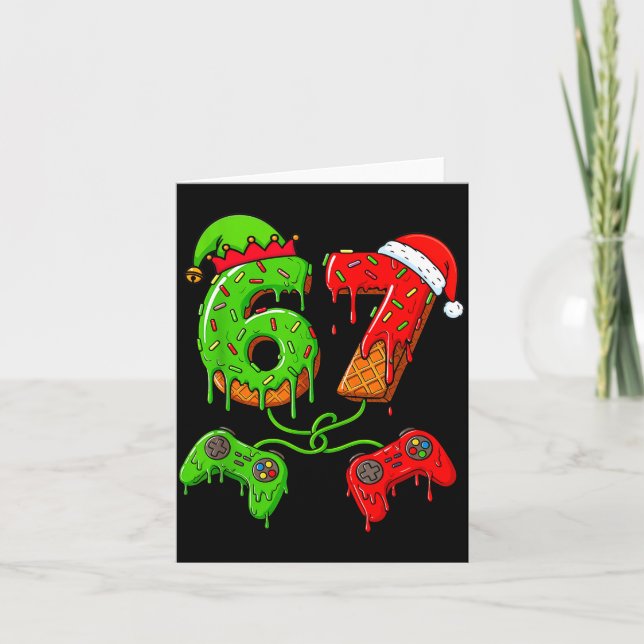 Tarjeta 67 Ice Cream Drip Meme Gamer Six Seven Christmas B (Anverso)