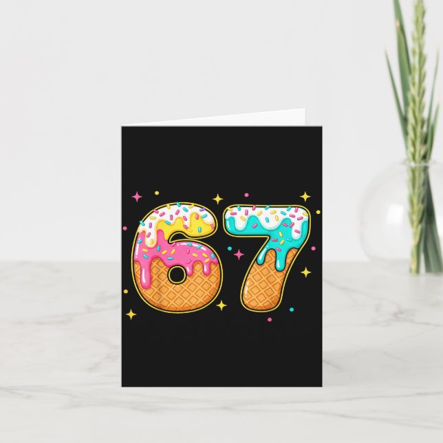 Tarjeta 67 Ice Cream Drip Meme Six Seven Gen Alpha Slang  (Anverso)