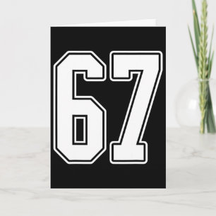 Tarjeta #67 Jersey de fanático deportivo con contorno blan