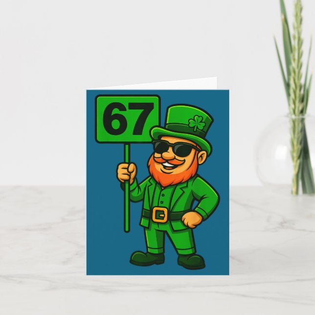 Tarjeta 67 Leprechaun Six Seven Gen Meme Lucky Vibes St Pa (Anverso)