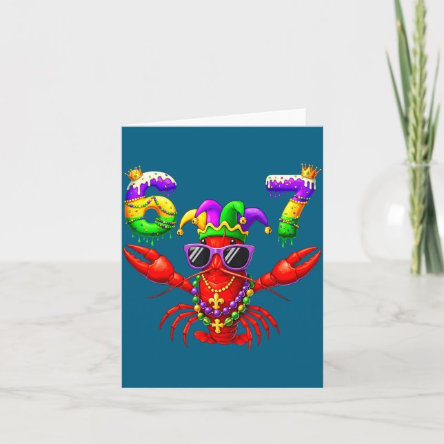 Tarjeta 67 Mardi Gras Crawfish Beads Six Seven Carnival Bo (Anverso)