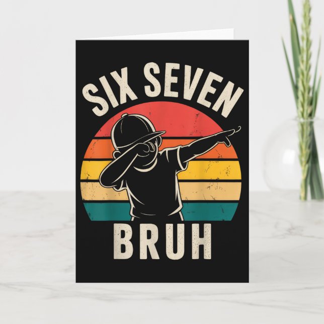 Tarjeta 67 Meme 6 7 Números Dabbing Seis Siete Bruh  (Anverso)