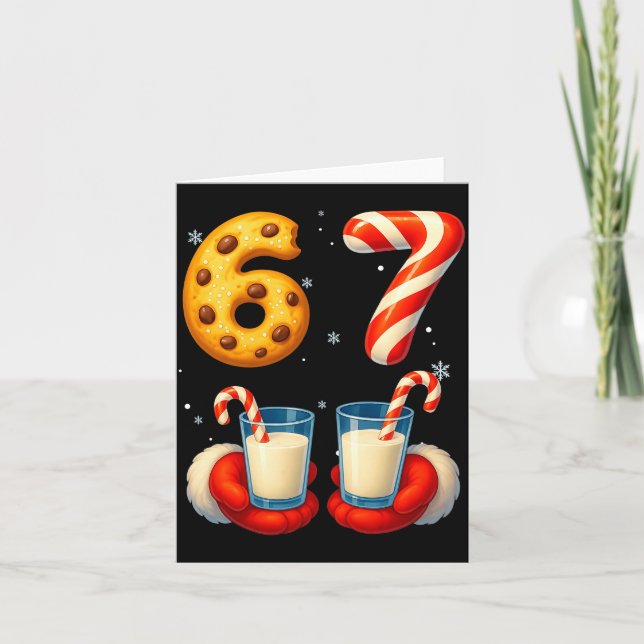 Tarjeta 67 Meme Christmas Cookie Candy Cane Funny Six Seve (Anverso)