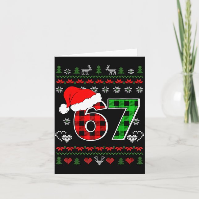 Tarjeta 67 Meme Christmas Six Seven Xmas Ugly Sweater Men  (Anverso)
