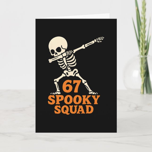 Tarjeta 67 Meme de Halloween 6 7 Números Seis Siete Divert (Anverso)