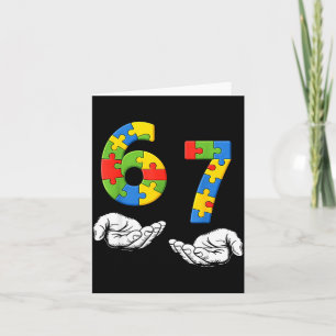 Tarjeta 67 meme divertido de seis siete gen conciencia del