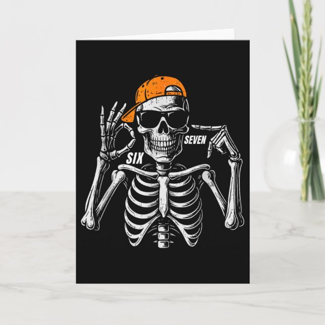 Tarjeta 67 Meme Esqueleto Divertido Halloween De Moda Seis (Anverso)