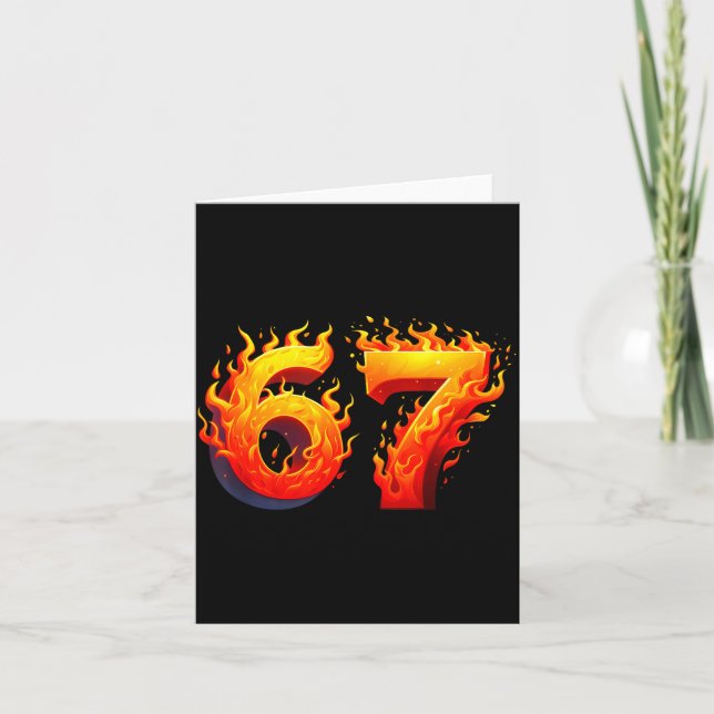 Tarjeta 67 Meme Flames Funny Six Seven Gen Alpha Slang Gra (Anverso)