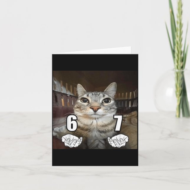 Tarjeta 67 Meme Funny Cat Six Seven Meme 6 7  (Anverso)