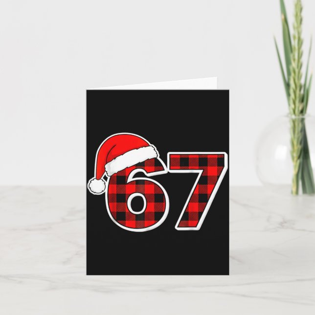 Tarjeta 67 Meme Funny Christmas Red Plaid Xmas Pajamas Sla (Anverso)