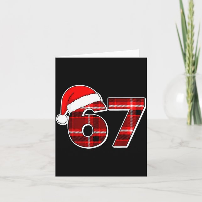 Tarjeta 67 Meme Funny Christmas Red Plaid Xmas Pajamas Sla (Anverso)