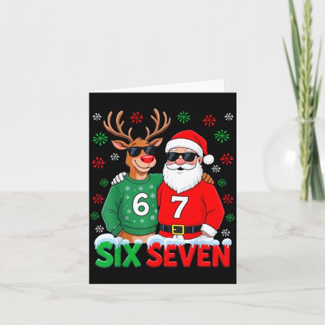 Tarjeta 67 Meme Funny Christmas Santa Six Seven  (Anverso)
