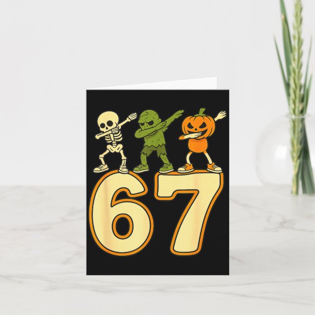 Tarjeta 67 Meme Funny Halloween Numbers Six Seven Men Wome (Anverso)