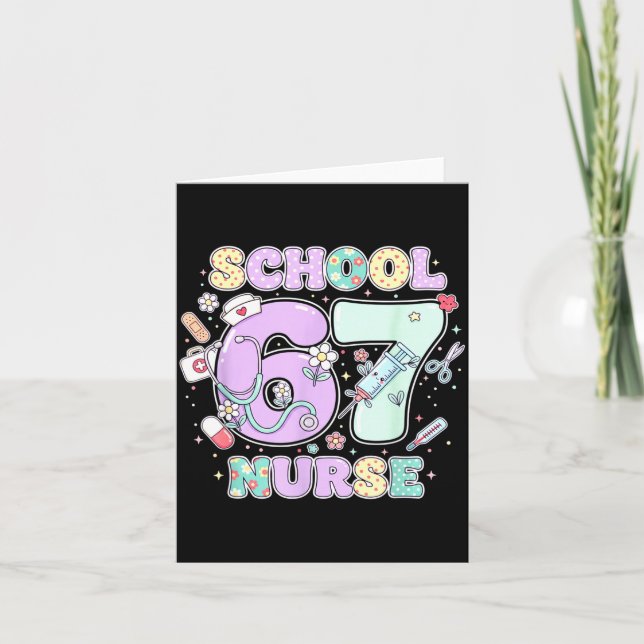 Tarjeta 67 Meme Funny School Nurse Six Seven Meme Boys Gir (Anverso)