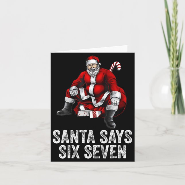 Tarjeta 67 Meme Funny Six Seven Christmas 6-7 Meme Santa 6 (Anverso)